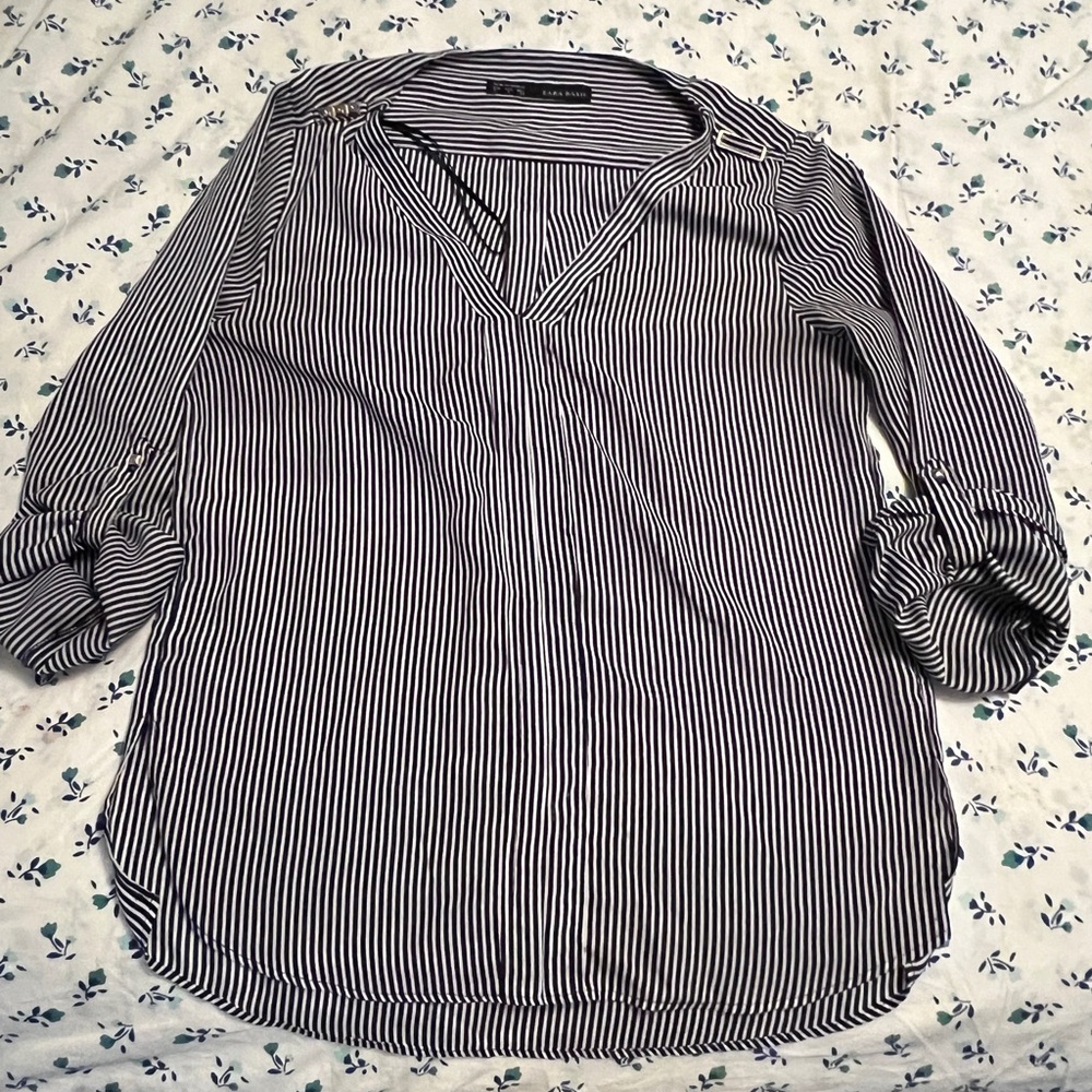 Zara basics, black and white blouse size small